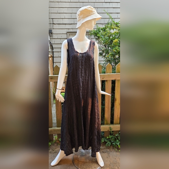 Alison Wonderland Black Linen/ Viscose Dress. Sleeveless, Long. Lg. Almost New - Picture 6 of 10